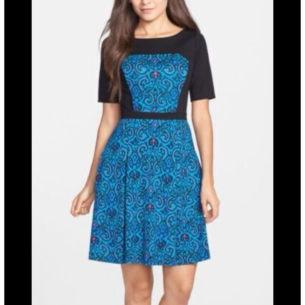 Plenty by Tracy Reese 8 Floral Fleur Print Dress Pleated Anthropologie Fit Flare